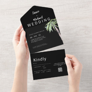 Casamento Contemporâneo Código QR Preto Palmeira