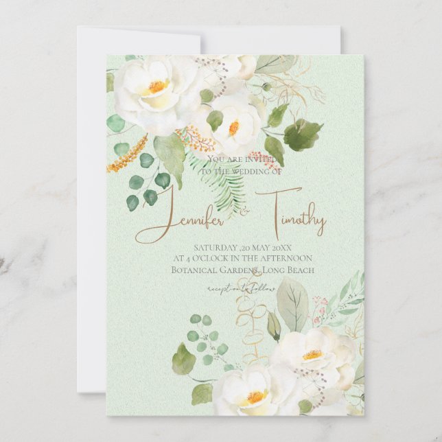 Casamento Convite à apresentação de flores brancas (Frente)