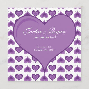 Casamento Convite Corações Bonitas Roxo
