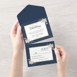 Casamento Cor-de-rosa com marinho Azul Esmagado