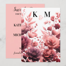 Casamento Cor-De-Rosa Elegante Salve O Cartão De D