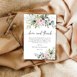 Casamento Cor-de-rosa Verde Blush Obrigado Cartões