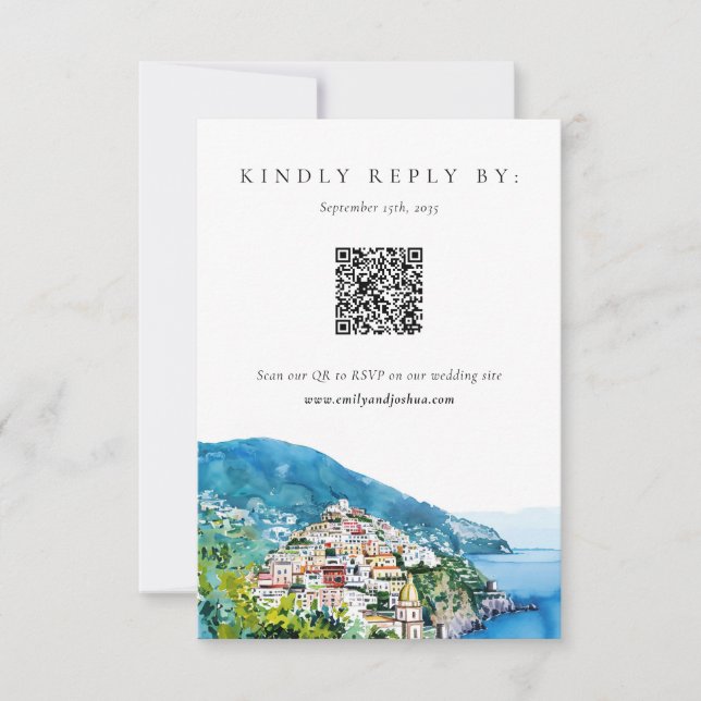 Casamento Costeiro de Lemon Citrus Amalfi RSVP (Frente)