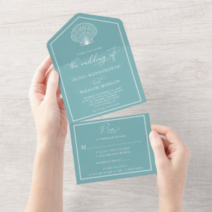 Casamento Costeiro de Seashell de Teal Beach Light