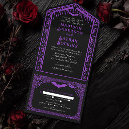 Casamento da Catedral de Vampiros Góticos Roxos