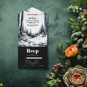 Casamento da Floresta da Montanha Black White Boho
