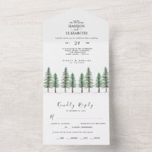 Casamento Da Floresta De Pinheiros De Aquarela Em 