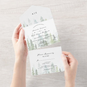 Casamento da Floresta de Pinheiros Rustic Watercol