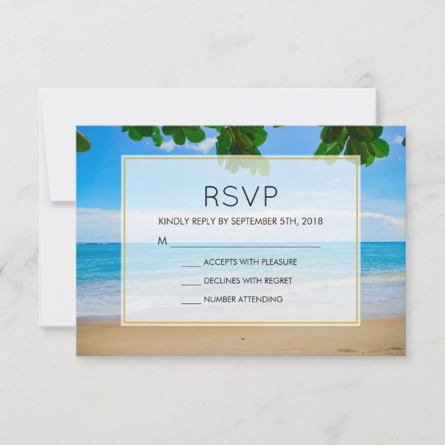 Casamento da Ilha Tropical Beach Vacing RSVP (Frente)