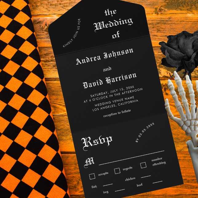 Casamento Darno Moderno Gótico Negro Minimalista (Criador carregado)