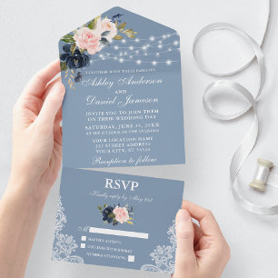 Casamento das Luzes Florais de Luz Azul Rosa Dusty
