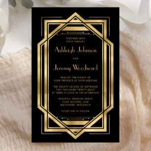 Casamento de 1920 de Imagem Dourada de Deco Preto