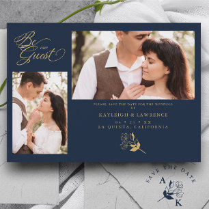 Casamento de 2 Fotos de Galhos Elegantes Azul-Mari
