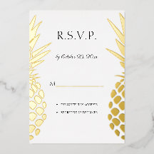 Casamento de abacaxi de folha de papel real RSVP