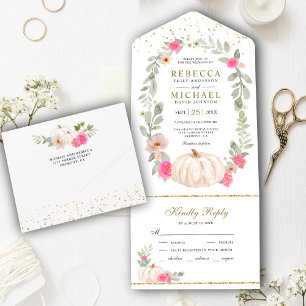 Casamento de Abóbora Branca com Rosas Rosa Russas