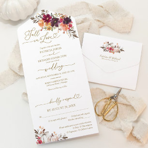 Casamento de Abóbora Floral Burgundy Branco Apaixo