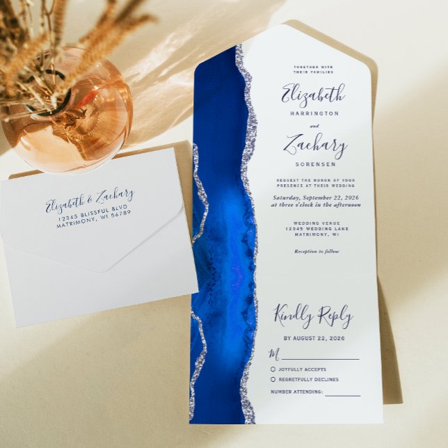 Casamento de Agata Real de Prata Azul Moderno (Criador carregado)
