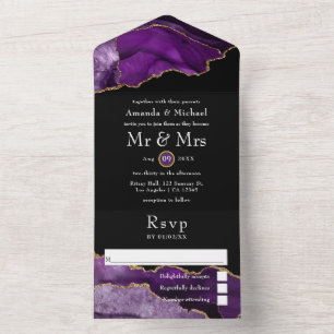 Casamento de Agato Roxo e Dourado Tudo em Um Convi