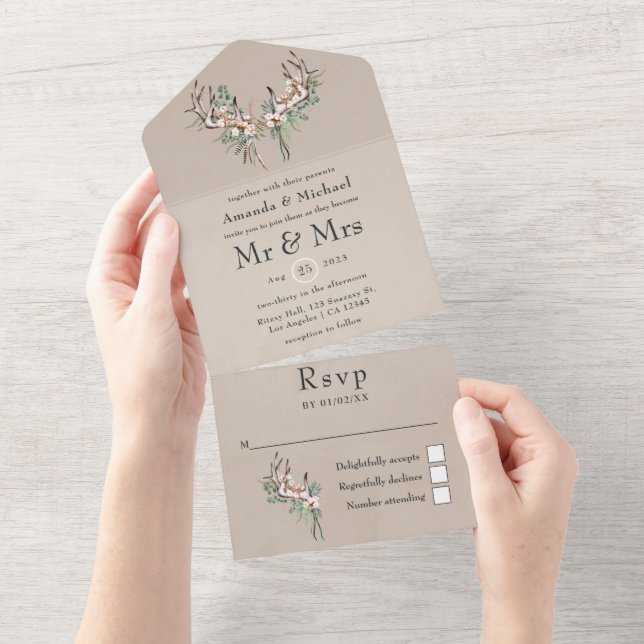 Casamento de Algodão Boho e Eucalipto (Aba destacável)