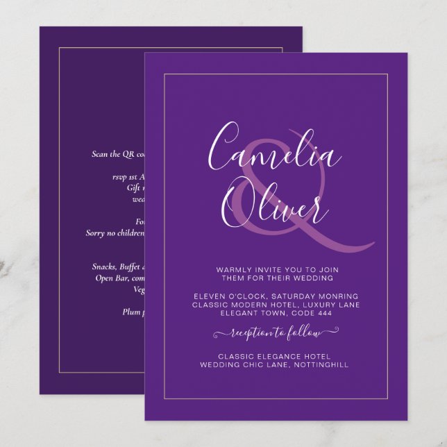 Casamento de Ampersand Monocromático Moderno All-i (Frente/Verso)