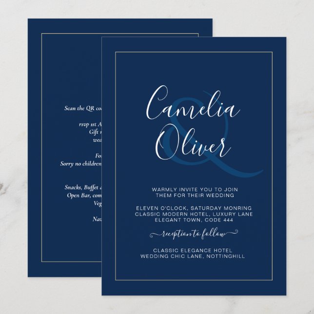 Casamento de Ampersand Monocromático Moderno All-i (Frente/Verso)