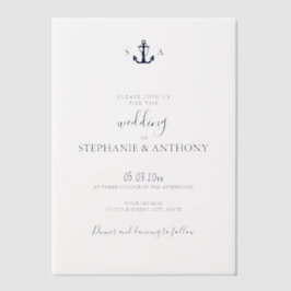 Casamento de Âncora Azul Marinho Náutico Monograma
