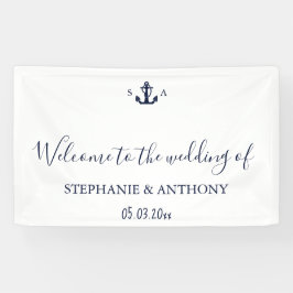 Casamento de Âncora Azul Marinho Náutico Monograma