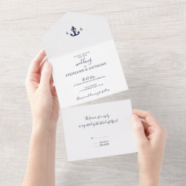 Casamento de Âncora Azul Marinho Náutico Monograma