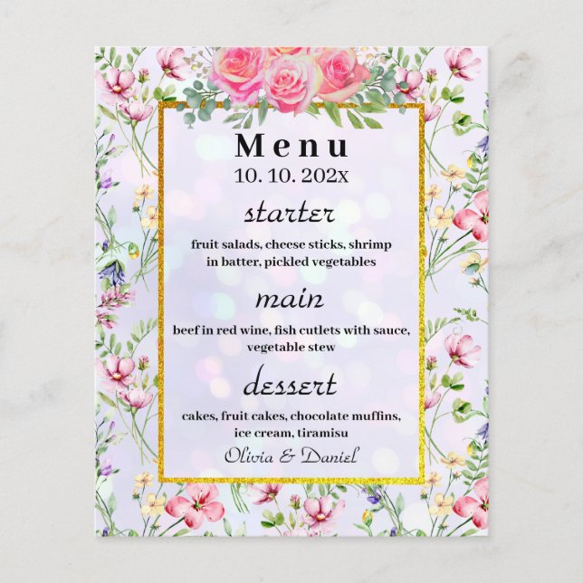 Casamento de Aquarela de Flores Rosa Escamosas Ele (Frente)