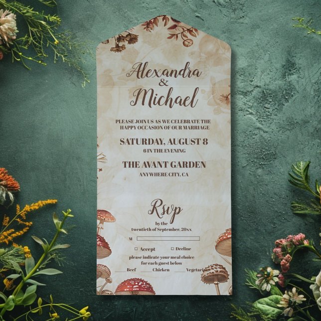 Casamento de Aquarela de Outono com Cogumelos na F (Criador carregado)