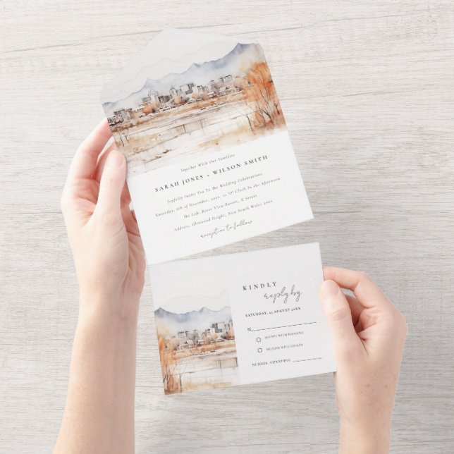 Casamento de Aquarela de Utah, no lago de sal míni (Aba destacável)