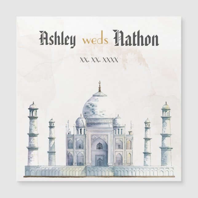 Casamento de Aquarela Elegante Taj Mahal Typology (Frente)