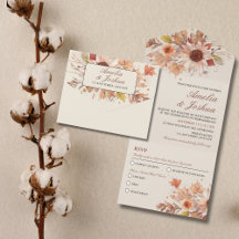 Casamento de Aquarela Floral de outono Elegante