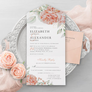 Casamento de Aquarela Rosa-Rosa Elegante