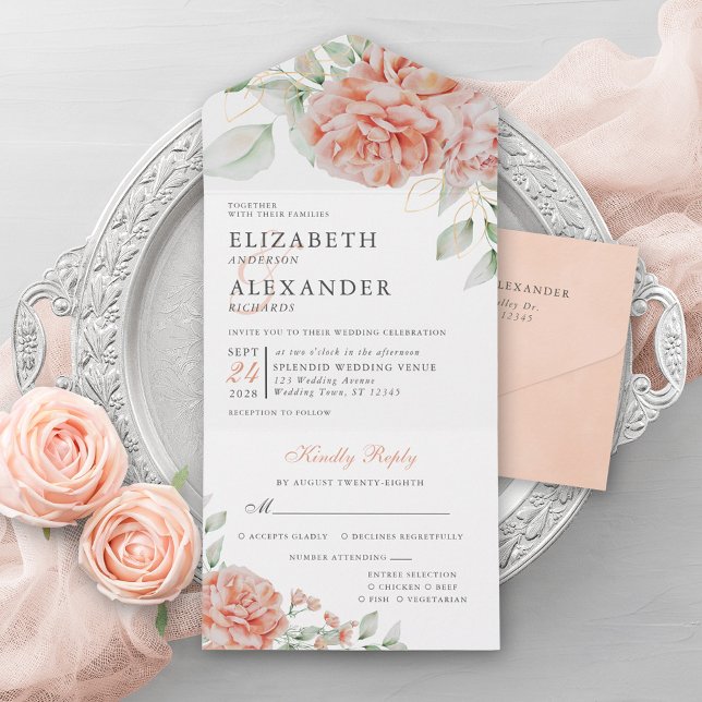 Casamento de Aquarela Rosa-Rosa Elegante (Criador carregado)