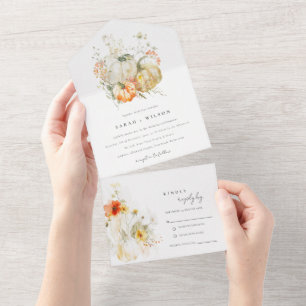 Casamento de Aquarelas de Pumpkin de Flor Selvagem