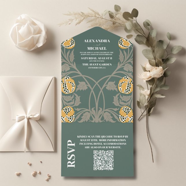 Casamento de Arte Clássica com Código QR Nouveau (Criador carregado)