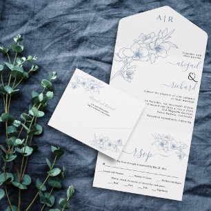 Casamento de arte de linhagem azul Dusty floresce