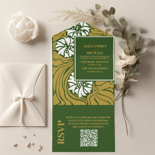 Casamento de Arte Verde Clássica com Código QR Nou