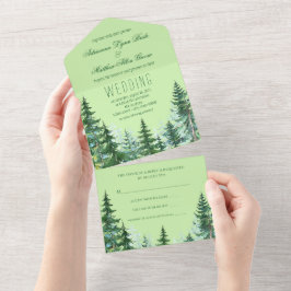 Casamento de Árvore de Abeto com Aquarela