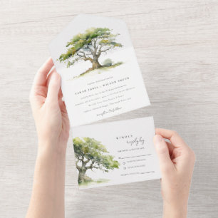 Casamento de Árvore de Carvalho Verde Elegante
