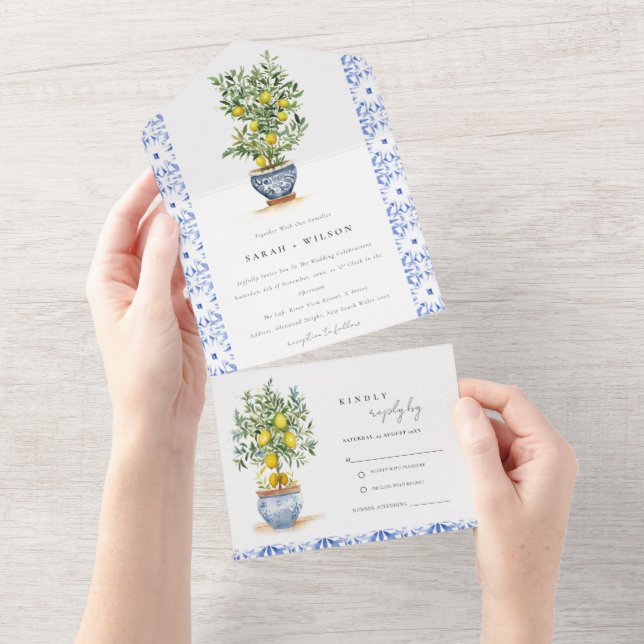 Casamento de Árvore de Limão Amarelo Boho-Marroqui (Aba destacável)