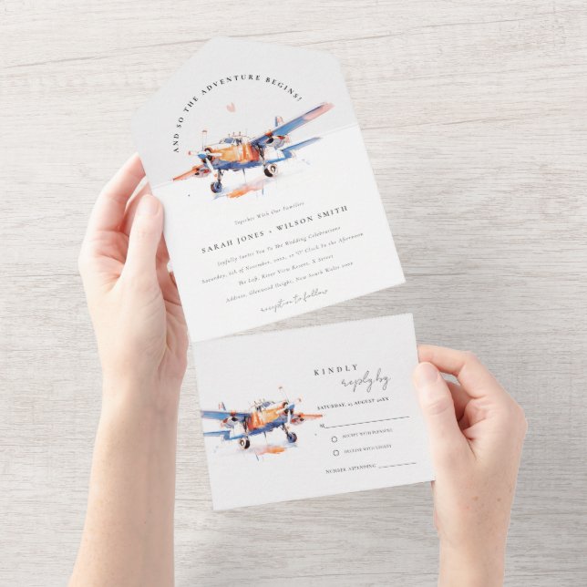 Casamento de Avião com Cor de Água Azul Blush (Tearaway)