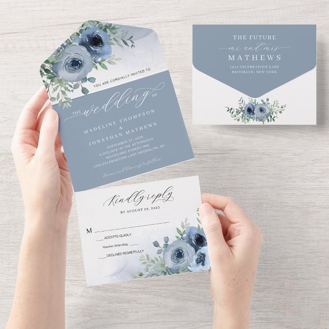 Casamento de Azul com Dusta Azul com Script Elegan (Criador carregado)