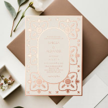 Casamento de Azulejo Mediterrâneo em Ouro Rosê de 