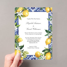 Casamento de Azulejo Mediterrâneo Limão Amarelo Az