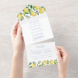 Casamento de Azulejos brancos azuis Vintage Lemons