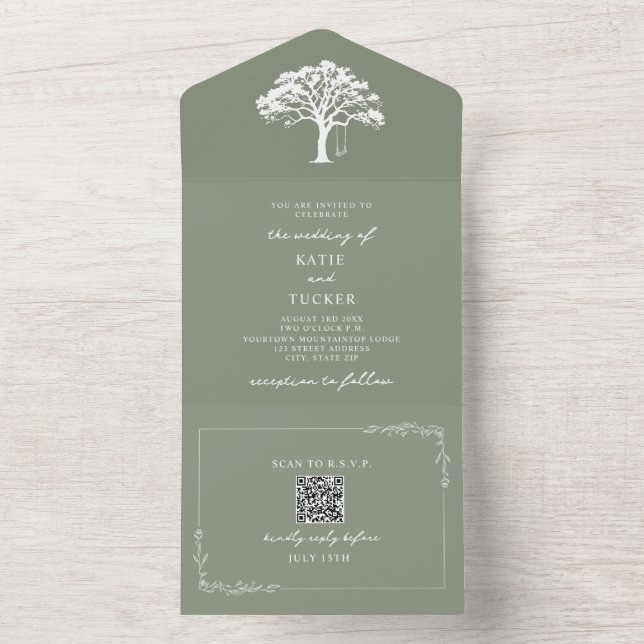 Casamento de Balanço de Árvore Rústica Verde Salvi (Interno)