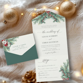 Casamento de Berries e Pine Watercolor