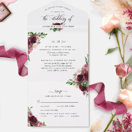 Casamento de Blush Burgundy Elegante com RSVP Perf